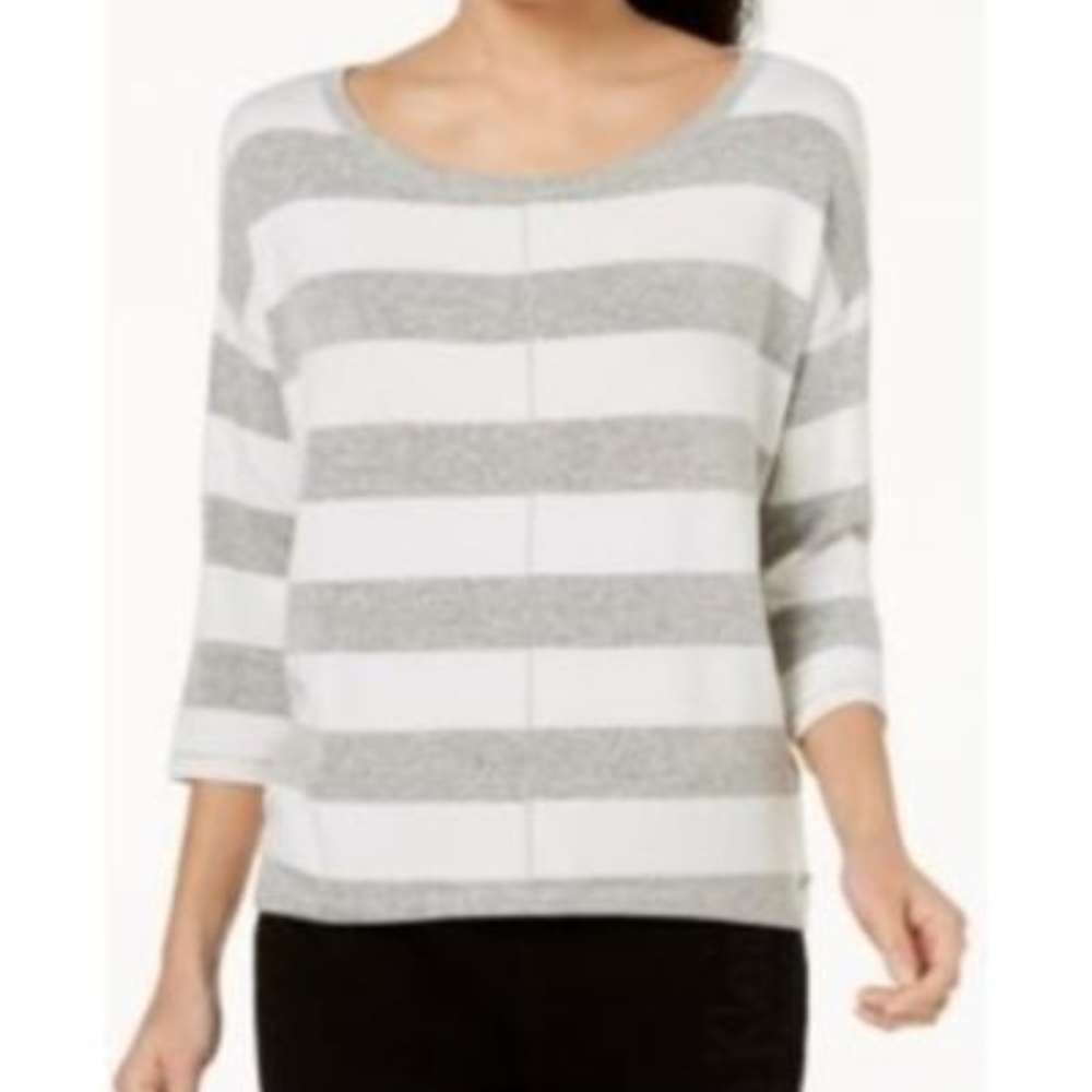 women's Striped Boat-Neck Top S gray - Picture 1 of 1